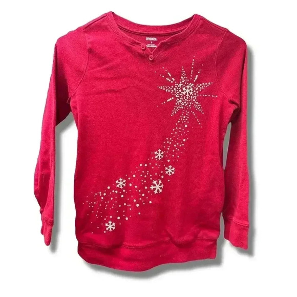 🌟 Gymboree Girls' Size 9 Red Snowflake Long Sleeve Holiday Shirt 🌟 - Picture 1 of 6